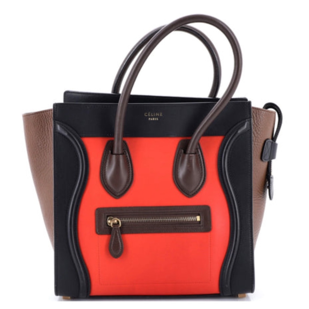 Celine luggage tricolor satchel medium size authentic w dust bag excellent cond